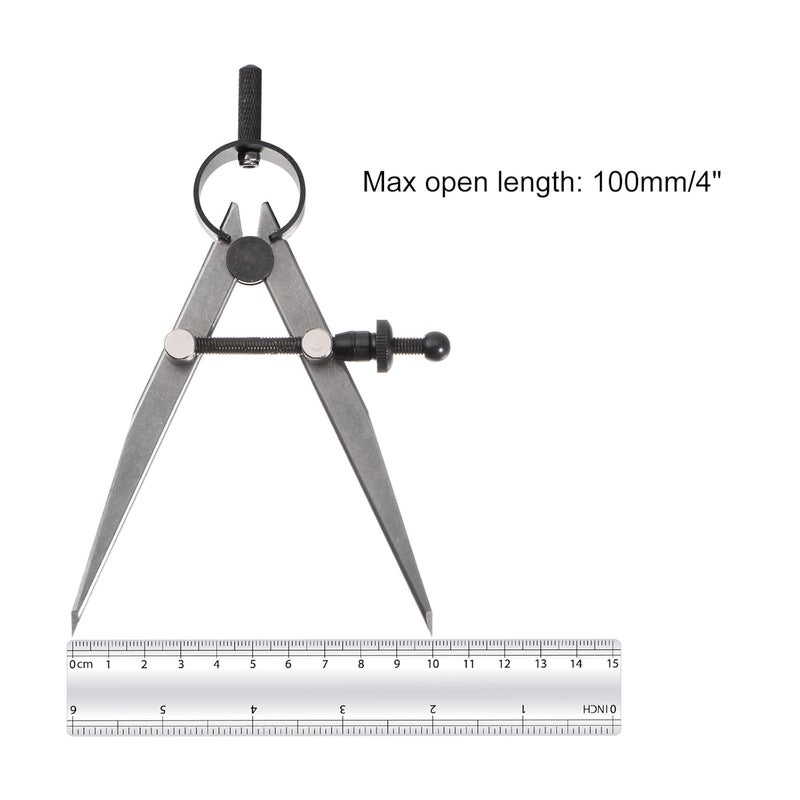 Kozelo Spring Joint Caliper - [4 Inch] Carbon Steel Spring Divider Caliper with Solid Nut for Metalworking Drawing Use, Flat Leg - Image 5